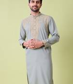 Mandarin collar floral embroidered thread work kurta