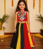 Navratri multicolor rayon lehenga set for girls