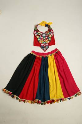 Navratri multicolor rayon lehenga set for girls 2