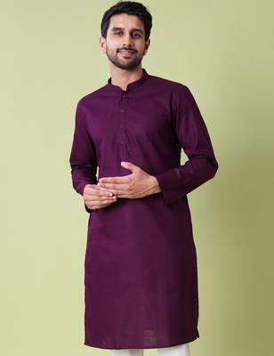 Mandarin collar straight cotton kurta 1