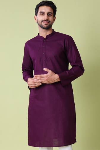 Mandarin collar straight cotton kurta