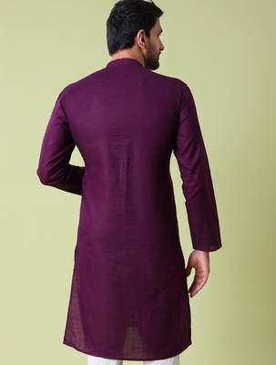 Mandarin collar straight cotton kurta 3