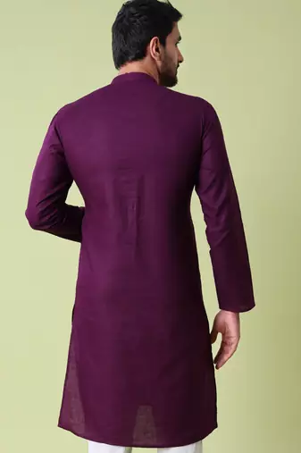 Mandarin collar straight cotton kurta