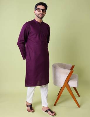 Mandarin collar straight cotton kurta 4