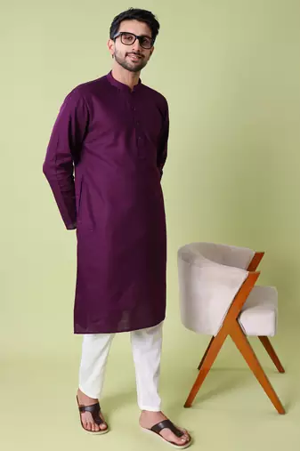 Mandarin collar straight cotton kurta