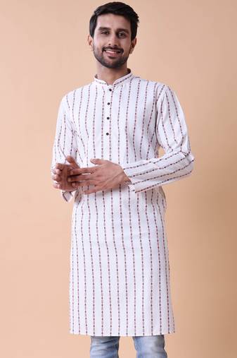 Men's striped pure cotton kurta