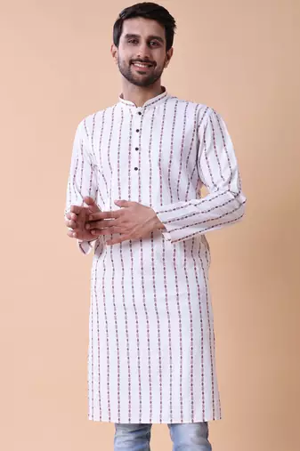 Men's striped pure cotton kurta