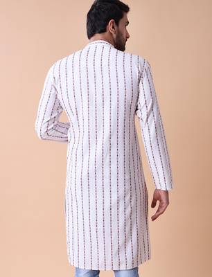 Men's striped pure cotton kurta 3