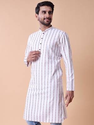 Men's striped pure cotton kurta 4
