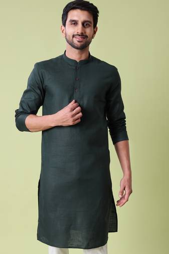 Mandarin collar straight cotton kurta