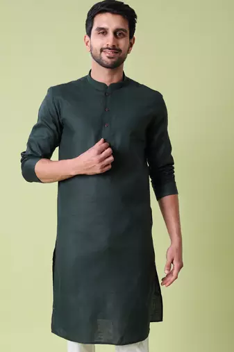 Mandarin collar straight cotton kurta
