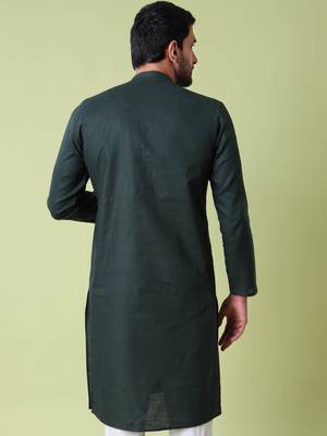 Mandarin collar straight cotton kurta 3