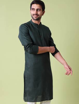 Mandarin collar straight cotton kurta 4