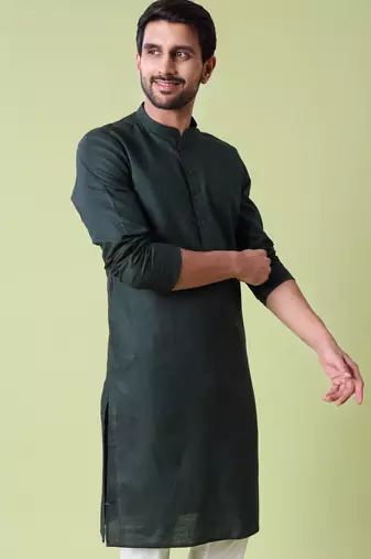 Mandarin collar straight cotton kurta