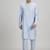 Blue woven cotton silk kurta set