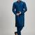 Teal blue woven cotton silk kurta set