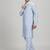 Blue woven cotton silk kurta set