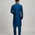 Teal blue woven cotton silk kurta set