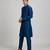 Teal blue woven cotton silk kurta set