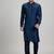 Dark blue woven silk kurta set