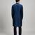 Dark blue woven silk kurta set