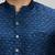 Dark blue woven silk kurta set