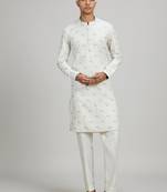 White woven cotton kurta set
