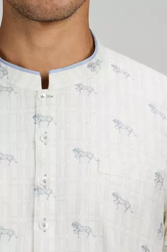 White woven cotton kurta set