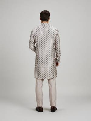 Light grey woven cotton kurta set 2