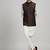 Brown woven linen nehru jacket