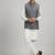 Grey woven linen nehru jacket