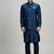 Teal blue woven cotton nehru jacket