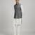 Grey woven linen nehru jacket