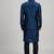 Teal blue woven cotton nehru jacket