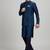 Teal blue woven cotton nehru jacket