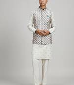 Light brown woven cotton nehru jacket