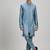 Blue woven cotton silk kurta set