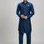 Teal blue woven silk sherwani jacket