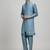 Blue woven cotton silk kurta set