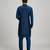Teal blue woven silk sherwani jacket