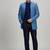 Blue matka silk woven bandhgala jacket