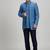 Blue matka silk woven bandhgala jacket