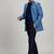 Blue matka silk woven bandhgala jacket