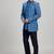 Blue matka silk woven bandhgala jacket