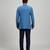 Blue matka silk woven bandhgala jacket