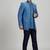 Blue matka silk woven bandhgala jacket