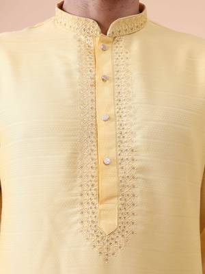 Men's mandarin collar embroidered cotton straight kurta 2