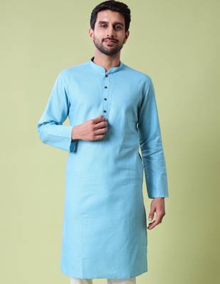 Mandarin collar straight cotton kurta 1