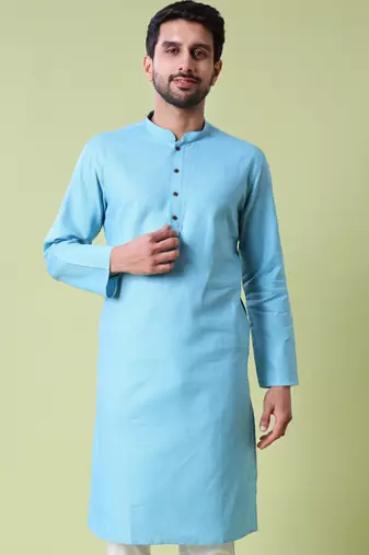 Mandarin collar straight cotton kurta