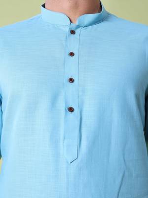 Mandarin collar straight cotton kurta 2